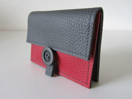 Portemonnee 2-vks grijs-rood
